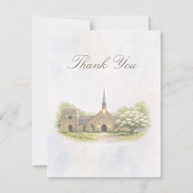 Tarjeta De Agradecimiento Elegant Chapel Wedding Thank You Card (Anverso)