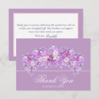 Tarjeta De Agradecimiento Elegant Chic Purple Crocus Bridal Shower Thank You