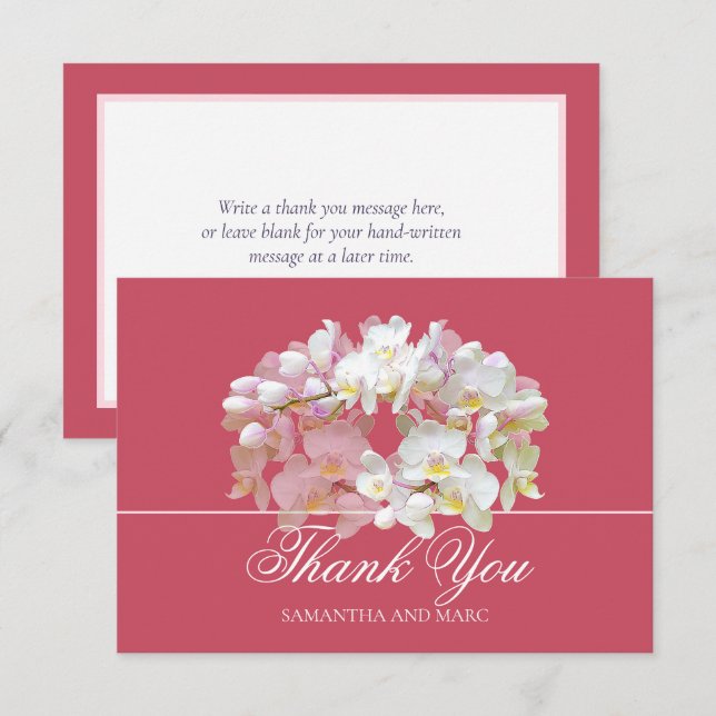 Tarjeta De Agradecimiento Elegant Chic White Orchid Bridal Shower Thank You (Anverso / Reverso)
