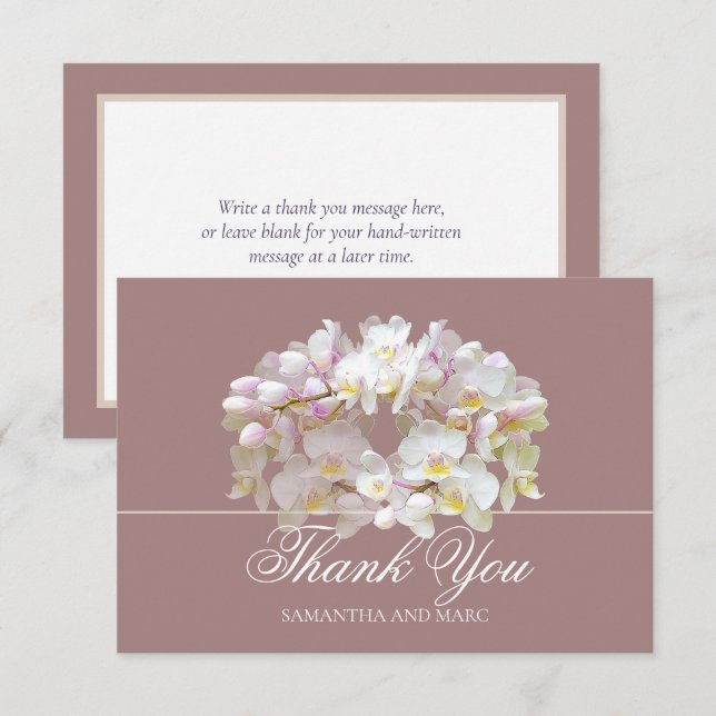 Tarjeta De Agradecimiento Elegant Chic White Orchid Bridal Shower Thank You (Anverso / Reverso)