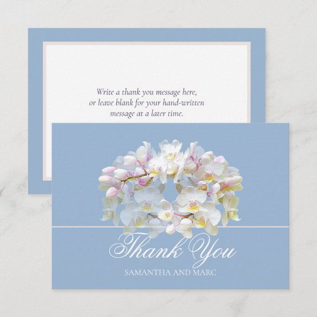 Tarjeta De Agradecimiento Elegant Chic White Orchid Bridal Shower Thank You (Anverso / Reverso)