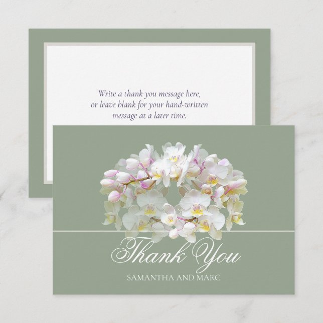 Tarjeta De Agradecimiento Elegant Chic White Orchid Bridal Shower Thank You (Anverso / Reverso)