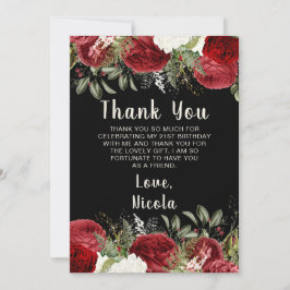 Tarjeta De Agradecimiento Elegant Christmas Red Flowers Birthday Party