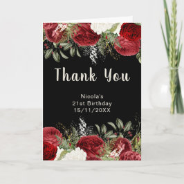 Tarjeta De Agradecimiento Elegant Christmas Red Flowers Birthday Party