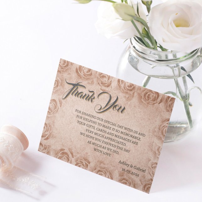 Tarjeta De Agradecimiento Elegant Classic Floral Rustic Wedding Thank You 3 (Subido por el creador)