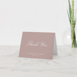 Tarjeta De Agradecimiento Elegant Classic Script Wedding Dusty Mauve Folded