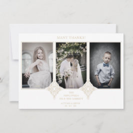 Tarjeta De Agradecimiento Elegant Collage Lace Romantic 3 Photos Couple