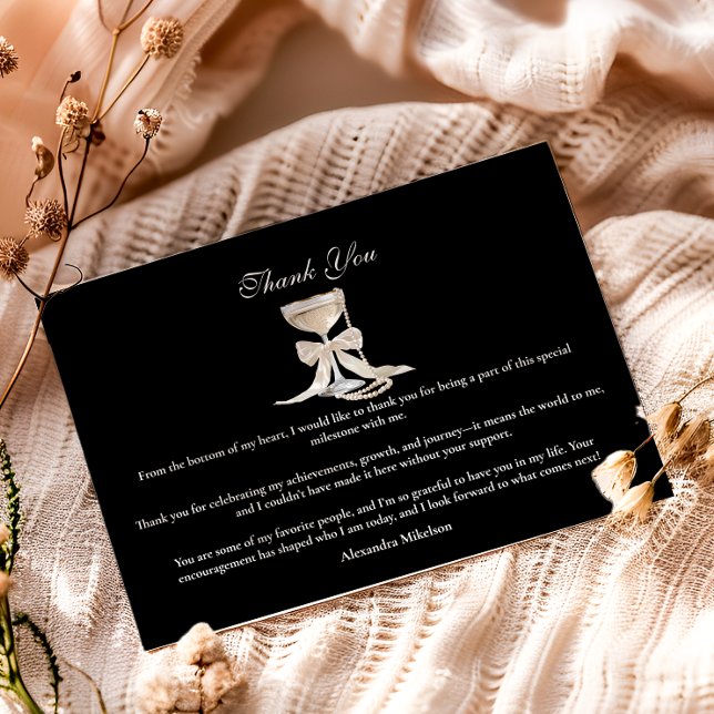 Tarjeta De Agradecimiento Elegant Coquette Pearl Graduation (Subido por el creador)