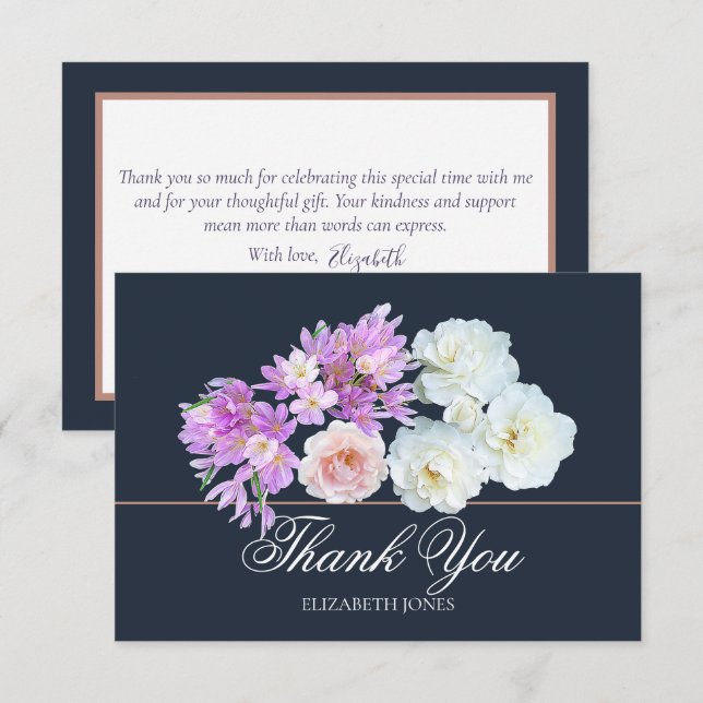 Tarjeta De Agradecimiento Elegant Crocus & Rose Bridal Shower Thank You Card (Anverso / Reverso)