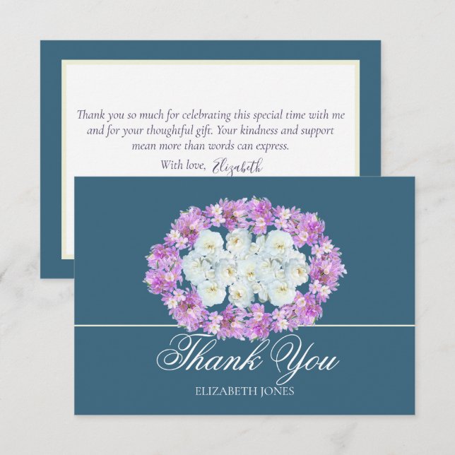 Tarjeta De Agradecimiento Elegant Crocus White Rose Bridal Shower Thank You (Anverso / Reverso)