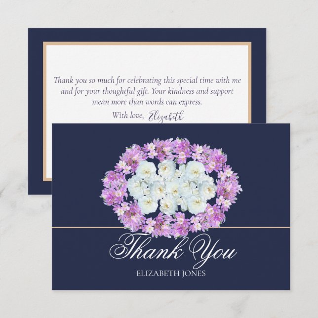 Tarjeta De Agradecimiento Elegant Crocus White Rose Bridal Shower Thank You (Anverso / Reverso)