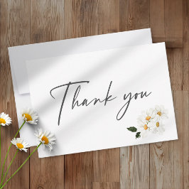 Tarjeta De Agradecimiento Elegant Daisy Watercolor Minimalist Wedding