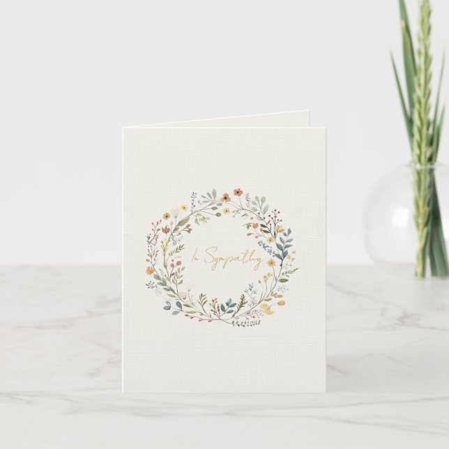 Tarjeta De Agradecimiento Elegant delicate floral wreath Sympathy card (Anverso)