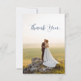 Tarjeta De Agradecimiento Elegant Dusty Blue Floral Eucalyptus Wedding Photo