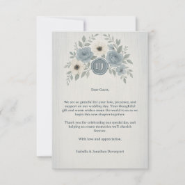 Tarjeta De Agradecimiento Elegant Dusty Blue Floral Wax Seal Wedding