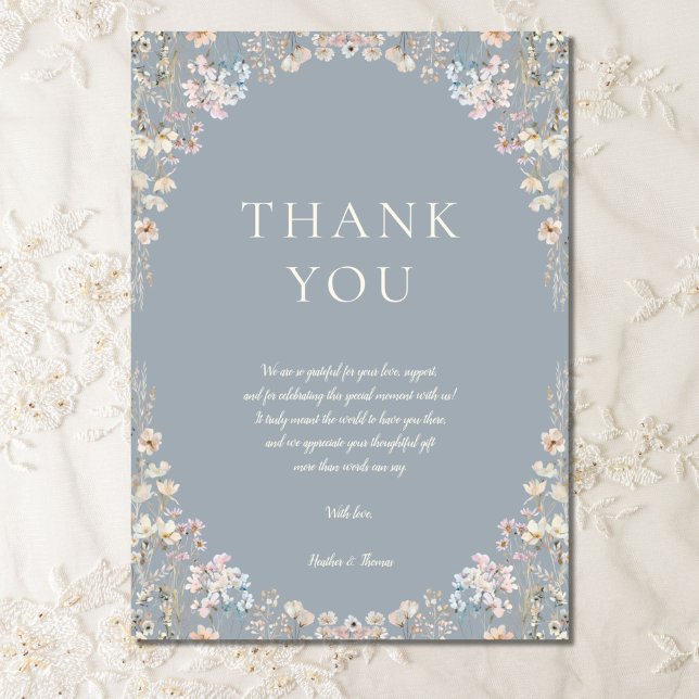 Tarjeta De Agradecimiento Elegant Dusty Blue Wildflower Baby Shower  (Subido por el creador)
