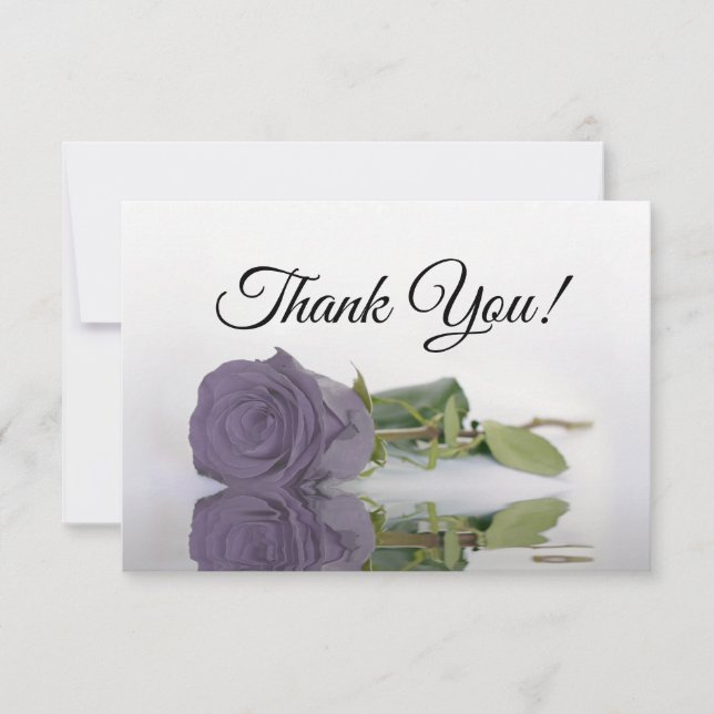 Tarjeta De Agradecimiento Elegant Dusty Purple Mirrored Rose Simple Wedding (Anverso)