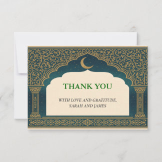 Tarjeta De Agradecimiento Elegant Emerald & Gold Ornate Arch Thank You Card