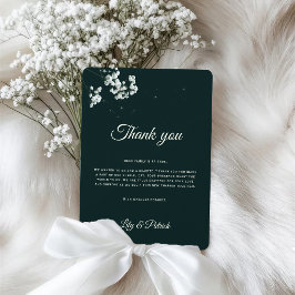 Tarjeta De Agradecimiento Elegant Emerald Green baby's breath 