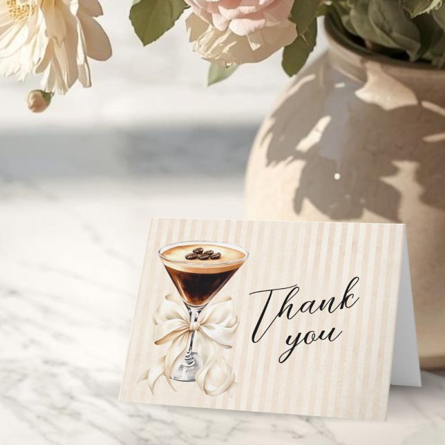 Tarjeta De Agradecimiento Elegant Espresso Martini Folded Thank You Card (A tini bit older Espresso martini  Birthday thank you card)