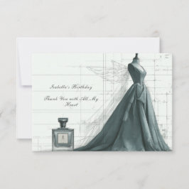 Tarjeta De Agradecimiento Elegant Fashion Thank You Card – Gown & Perfume