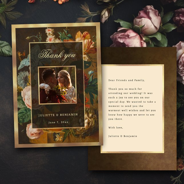 Tarjeta De Agradecimiento Elegant Fine Art Floral Still Life Wedding (Subido por el creador)