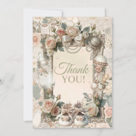 Tarjeta De Agradecimiento Elegant First Bloom Baby Shower Thank You Note wit
