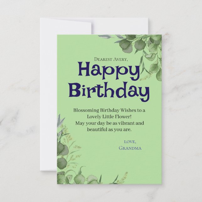 Tarjeta De Agradecimiento Elegant Floral birthday Card with Personalized Me (Anverso)