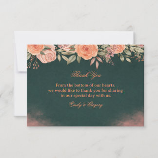 Tarjeta De Agradecimiento Elegant Floral Dark Green
