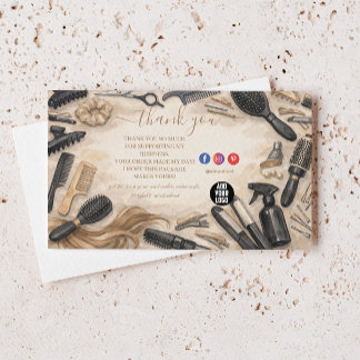 Tarjeta De Agradecimiento Elegant Floral Hairstylist Design