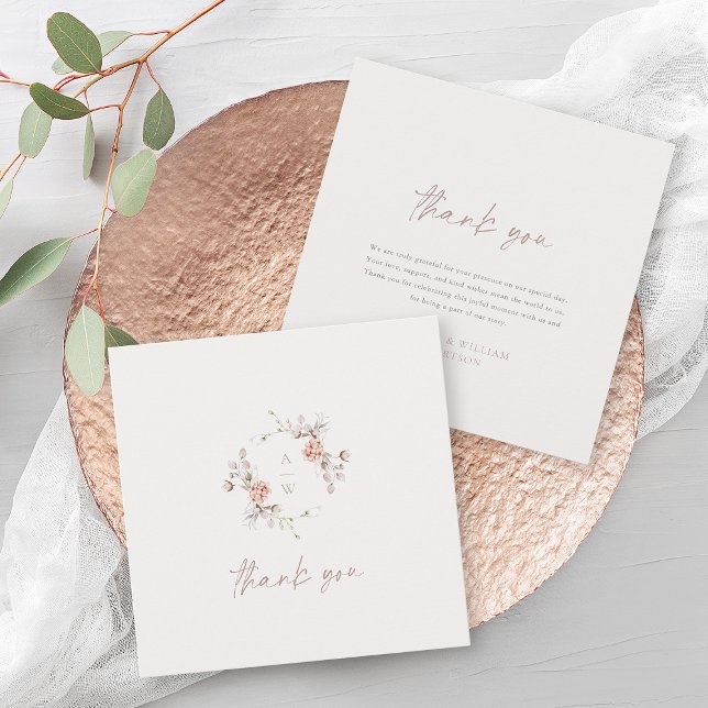 Tarjeta De Agradecimiento Elegant Floral Monogram Wedding Thank You Card (Subido por el creador)