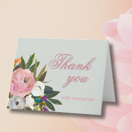 Tarjeta De Agradecimiento Elegant Floral Photo Link 60th Birthday Party