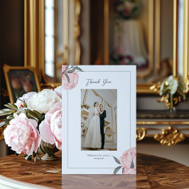 Tarjeta De Agradecimiento Elegant Floral Pink Peony Flat Thank You Card