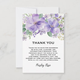 Tarjeta De Agradecimiento Elegant Floral Purple Bridal Shower