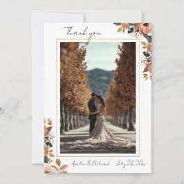 Tarjeta De Agradecimiento Elegant Floral Wedding Thank You Card