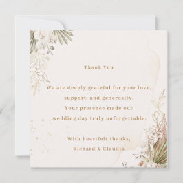 Tarjeta De Agradecimiento Elegant Floral Wedding Thank You Card 