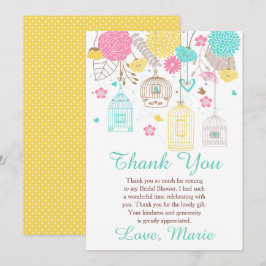 Tarjeta De Agradecimiento Elegant Floral Yellow and Pink Bridal Shower