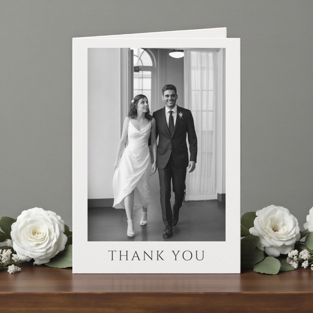 Tarjeta De Agradecimiento Elegant Formal Wedding Photo Monogram Thank You (Subido por el creador)