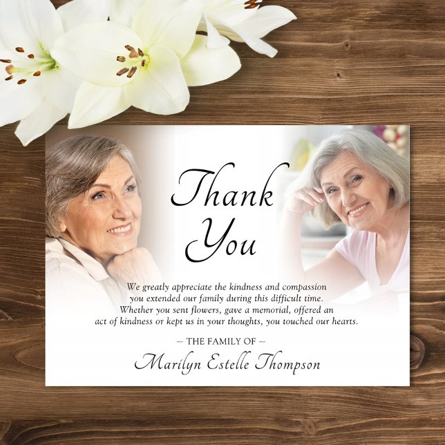 Tarjeta De Agradecimiento Elegant Funeral Memorial 2 Photos Thank You (Subido por el creador)