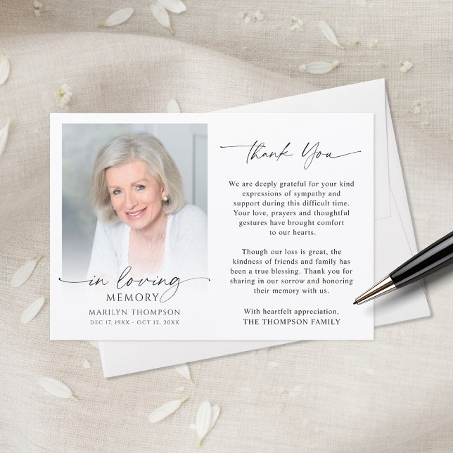 Tarjeta De Agradecimiento Elegant Funeral Memorial Photo In Loving Memory (Subido por el creador)