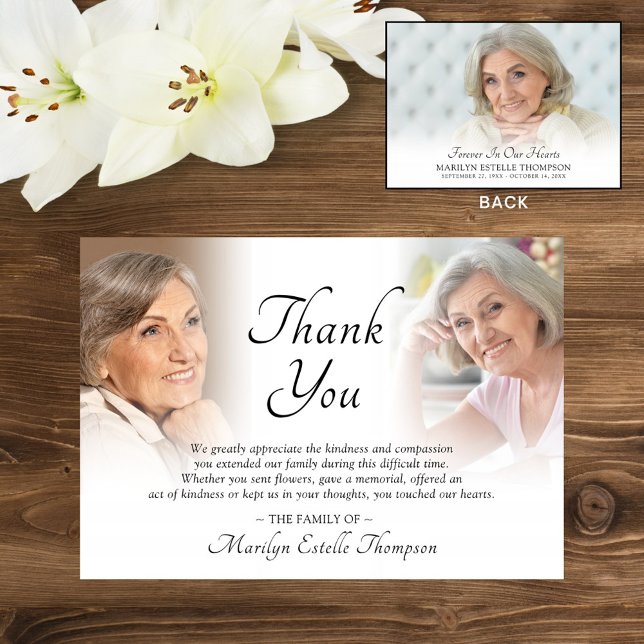 Tarjeta De Agradecimiento Elegant Funeral Memorial Thank You 3 Photos (Subido por el creador)