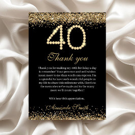 Tarjeta De Agradecimiento Elegant Gold Diamonds 40th Birthday Thank you Card