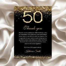 Tarjeta De Agradecimiento Elegant Gold Diamonds 50th Birthday Thank you Card