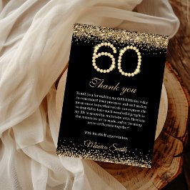 Tarjeta De Agradecimiento Elegant Gold Diamonds 60th Birthday Thank you Card