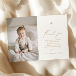 Tarjeta De Agradecimiento Elegant Gold Script Baptism Flat Thank You Card