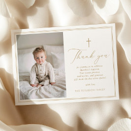 Tarjeta De Agradecimiento Elegant Gold Script Baptism Flat Thank You Card