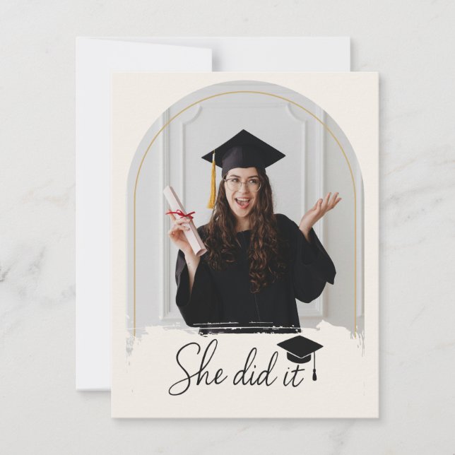 Tarjeta De Agradecimiento Elegant Graduation | Modern Grad Thank You Card (Anverso)