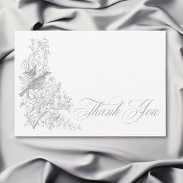 Tarjeta De Agradecimiento Elegant Gray Chinoiserie Nature & Birds Wedding