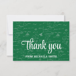 Tarjeta De Agradecimiento Elegant Green Script Mathematics Graduation Thank