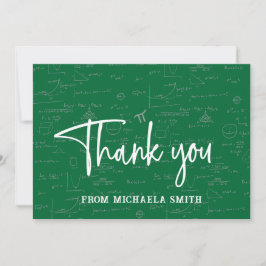 Tarjeta De Agradecimiento Elegant Green Script Typography Math Graduation